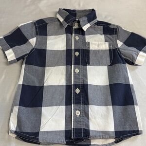 OshKosh B'gosh - Navy and White Plaid Short Sleeve Button down Shirt